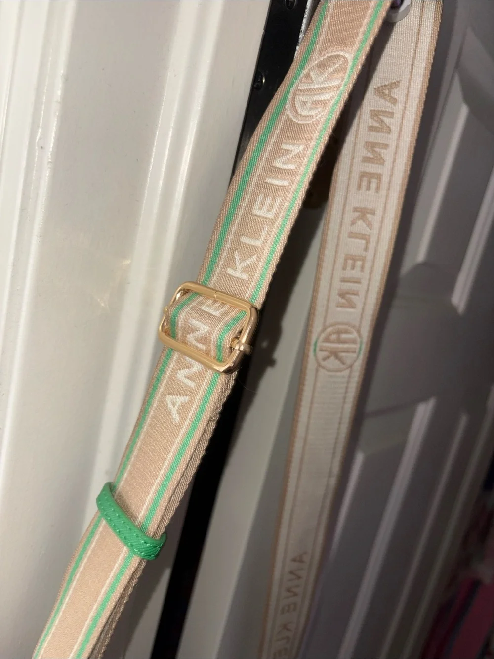 Anne Klein Bright Green Crescent Crossbody with Gold Hardware